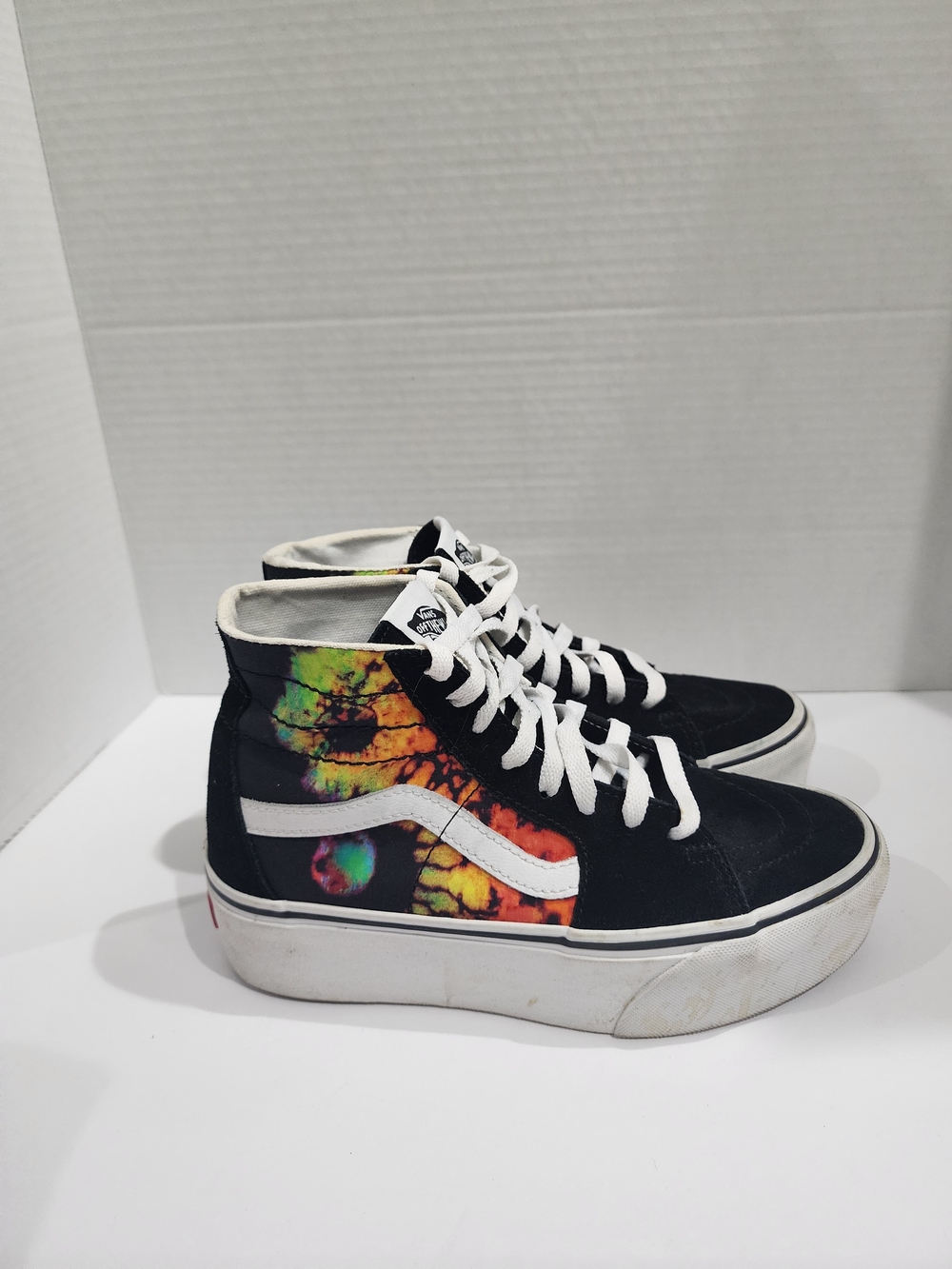 Vans Women’s Black High-Top Sneakers with Tie-Dye Accent